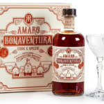 cofanetto amaro bonaventura erbe e spezie + 2 bicchieri .