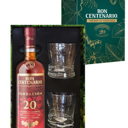 Ron centenario 20 anni  cofanetto + 2 bicchieri degustazione